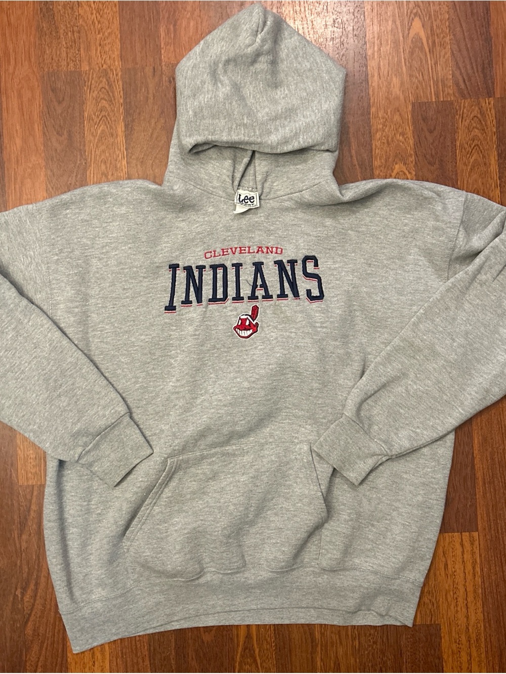Vintage Lee Sport Cleveland Indians Gray Hooded Sweatshirt Size XL